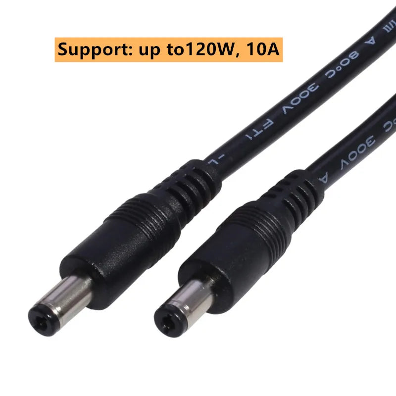 DC Power Plug Cable 5.5 X 2.1Mm Male to 5.5X2.1Mm Male Adapter Connector Wire Extension Power Supply Cable for Routers LED Light