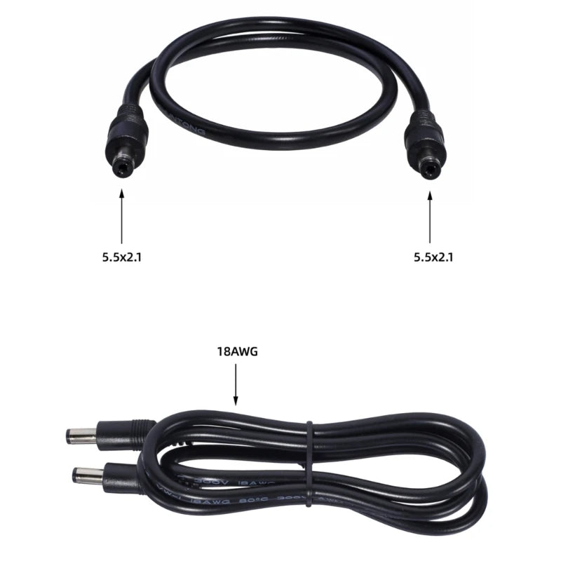DC Power Plug Cable 5.5 X 2.1Mm Male to 5.5X2.1Mm Male Adapter Connector Wire Extension Power Supply Cable for Routers LED Light