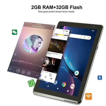 Tablet, 7 Inches Tablets, Android OS, 32GB Storage 2GB RAM Quad-Core CPU, Wifi Bluetooth Dual Cameras, 7" Portable Tablets (Black).