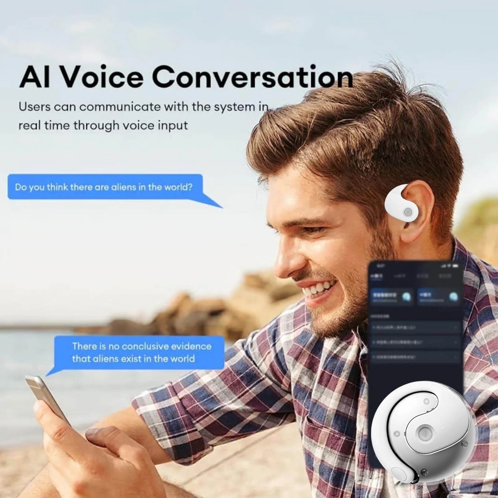 Translator Earbuds with ANC Noise-Canceling & Bluetooth 5.4, Real-Time 144 Languages Translation with Smart Display Case for Business Travel/International Meetings