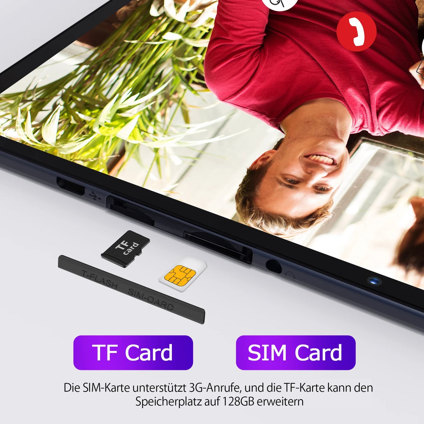 10 Inch Tablet PC with SIM Slot Android 13 64 GB Quad Core Touch Screen Wifi GPS Support 3G Phone Call