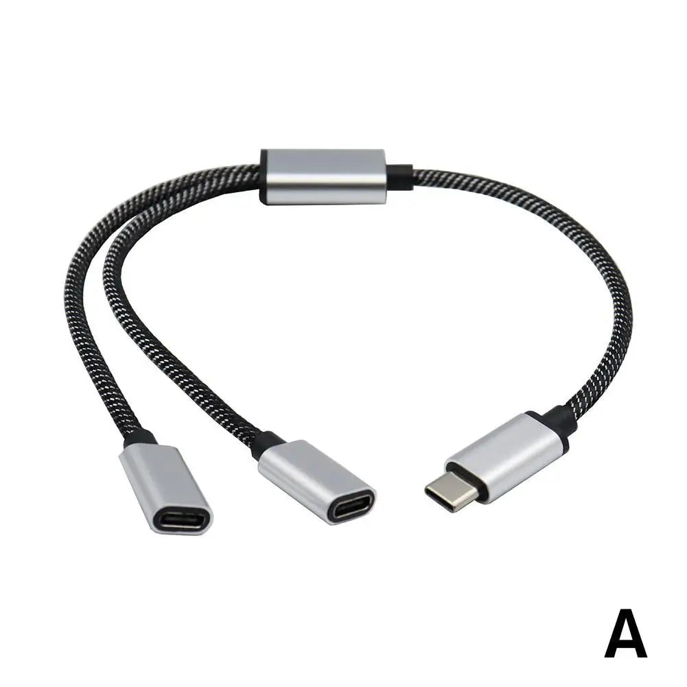 USB C Male to Double USB C Female Splitter Type C Hub for Type C Gaming Handle Charger Powerbanks Adapter