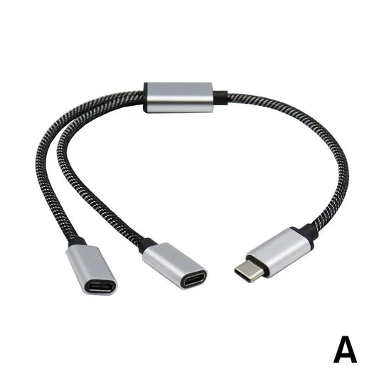 USB C Male to Double USB C Female Splitter Type C Hub for Type C Gaming Handle Charger Powerbanks Adapter