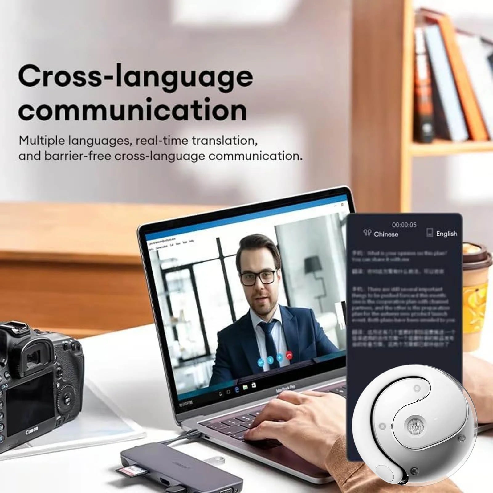 Translator Earbuds with ANC Noise-Canceling & Bluetooth 5.4, Real-Time 144 Languages Translation with Smart Display Case for Business Travel/International Meetings
