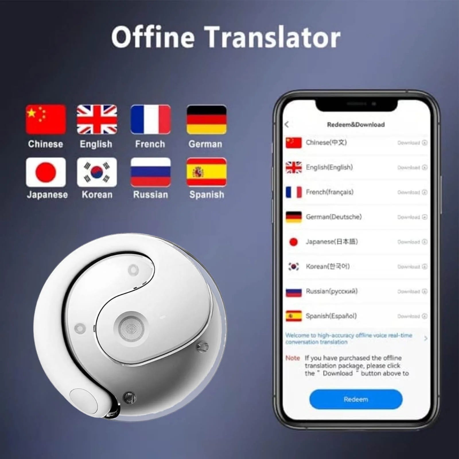 Translator Earbuds with ANC Noise-Canceling & Bluetooth 5.4, Real-Time 144 Languages Translation with Smart Display Case for Business Travel/International Meetings